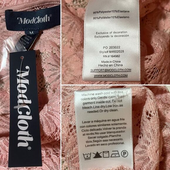 Modcloth Charismatic Classic Peter Pan Collar Pink Lace Top Daisy Lace M NWT - Picture 10 of 11